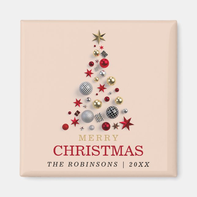 Christmas Holiday Xmas Tree Corporate Family Blush Magnet (Front)