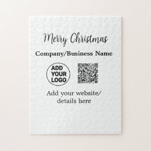 Christmas holidays add business logo name q r code jigsaw puzzle