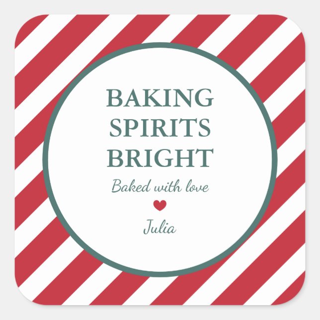 Christmas Holidays Baking Spirits Bright with Love Square Sticker (Front)