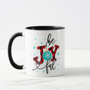 Christmas Holidays Be Joyful Modern Winter Plaid Mug