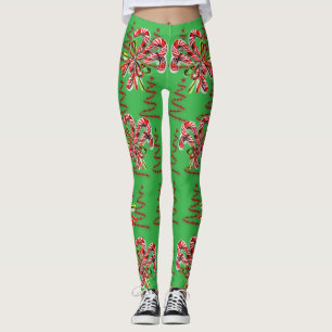 Christmas Holidays Candy Cane Abstract Leggings