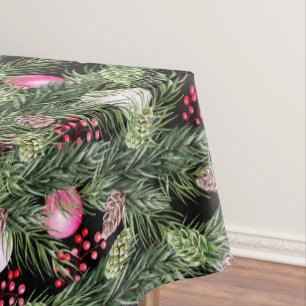 Christmas Holidays Chic Watercolor Floral Pattern Tablecloth
