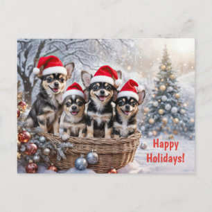 Christmas Holidays Chihuahua Puppies Cute Holiday Postcard