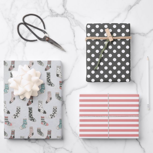 Christmas Holidays Cozy Winter Socks Hygge Wrapping Paper Sheet (Front)