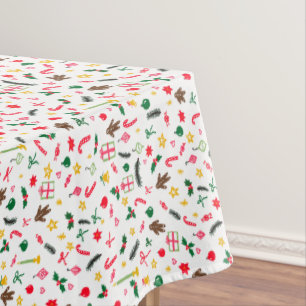 Christmas Holidays Cute Doodle Whimsical Pattern  Tablecloth