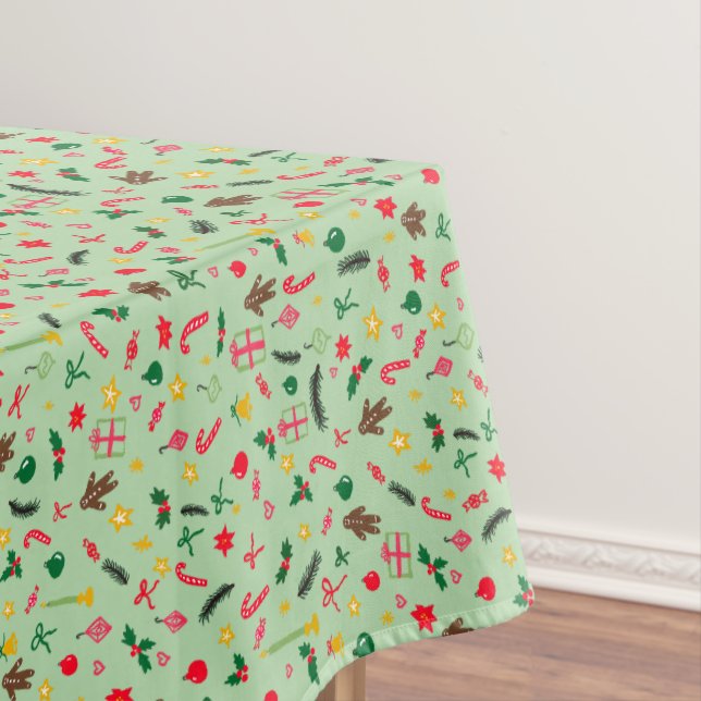 Christmas Holidays Cute Doodle Whimsical Pattern  Tablecloth (In Situ)
