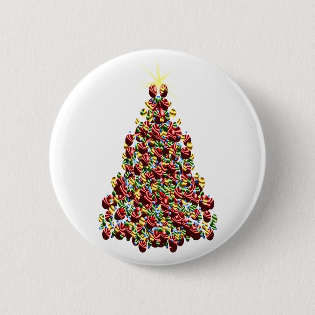 Christmas Holidays Decorated Tree 2 Inch Round Button (Front)