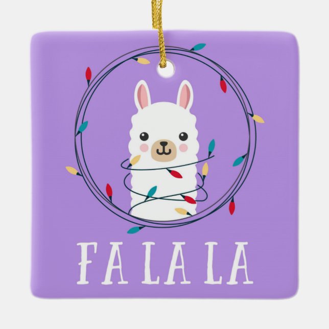 Christmas Holidays Fa La La Llama Ceramic Ornament (Front)