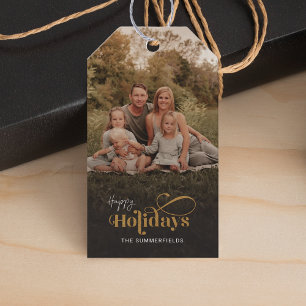 Christmas Holidays Family Photo Festive Modern Gift Tags