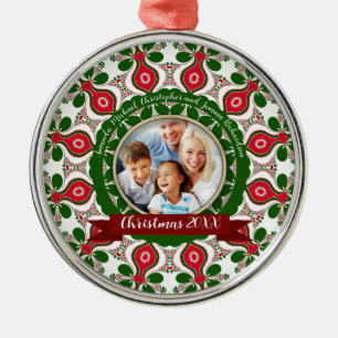 Christmas Holidays Family Photo Keepsake Metal Ornament