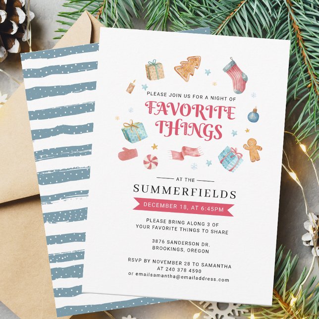 Christmas Holidays Favourite Things Party Invitation (Favorite Things Christmas Holidays Party Invitation)