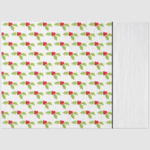 Christmas Holidays Festive Holly Two Tone Pattern Tissue Paper