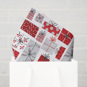 Christmas Holidays Festive Red Silver Modern Gifts Tissue Paper