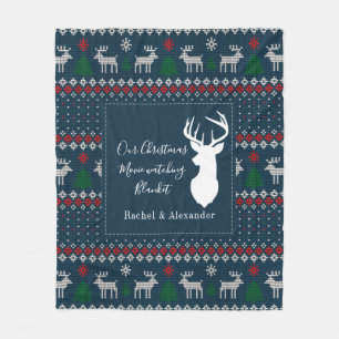 Christmas Holidays Knit Look Pattern Personalized Fleece Blanket