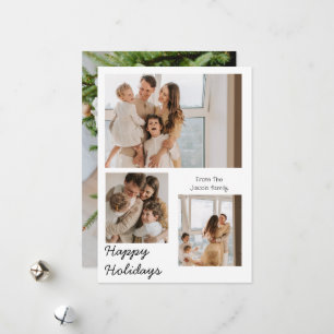  Christmas holidays Modern Typography Three-Photo  Holiday Card