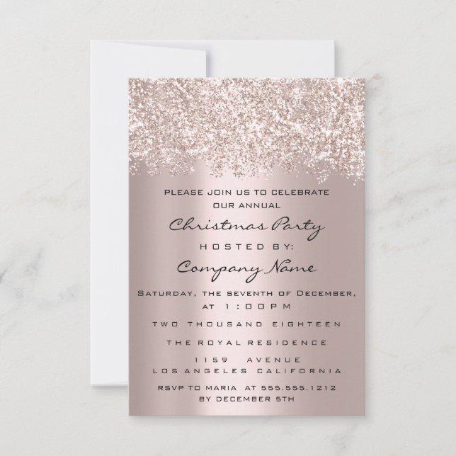 Christmas Holidays New Year Party Corporate Rose Invitation (Front)