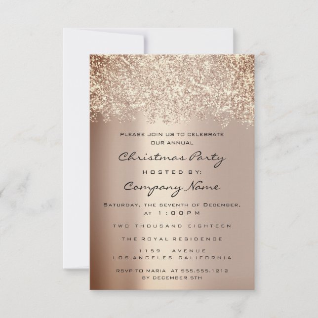 Christmas Holidays New Year Party Rose Gold Invitation (Front)