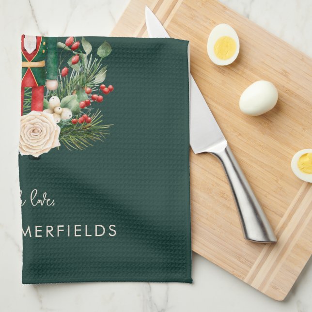 Christmas Holidays Nutcracker Script Family Custom Kitchen Towel (Quarter Fold)