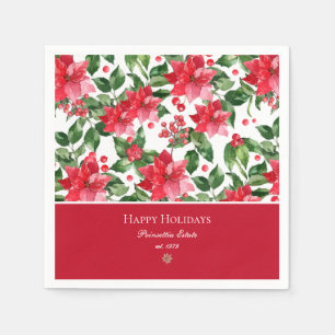 Christmas Holidays Personalized Poinsettia Pattern Napkin
