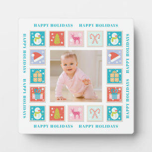 Christmas Holidays Postage Stamp Photo Plaque