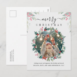 Christmas Holidays Red Berries Photo Holiday Postcard