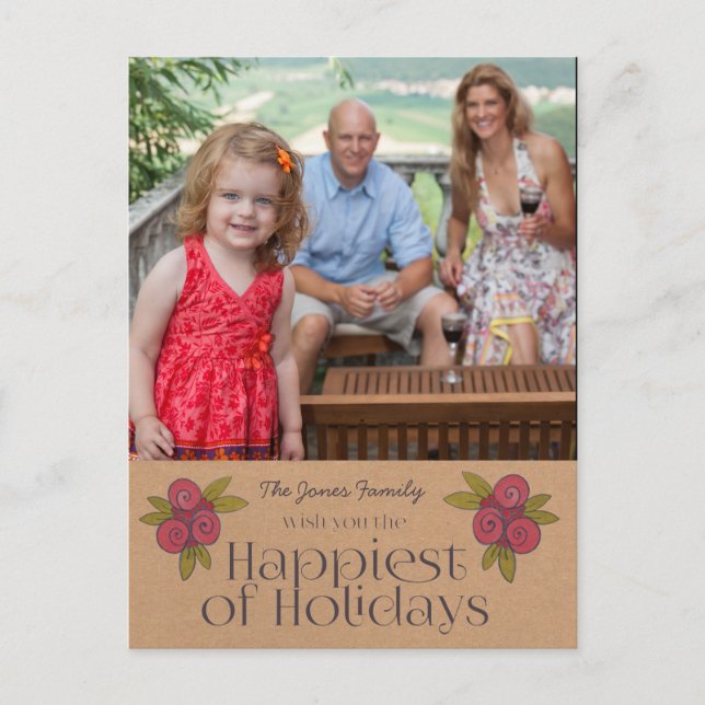 Christmas Holidays Red Berries Xmas Photo Postcard (Front)