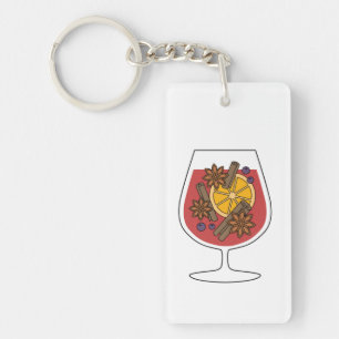 Christmas holidays red mulled wine spicy cocktail keychain