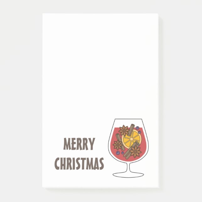 Christmas holidays red mulled wine spicy cocktail  post-it notes (Front)