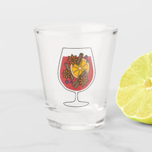 Christmas holidays red mulled wine spicy cocktail  shot glass