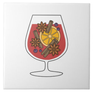 Christmas holidays red mulled wine spicy cocktail tile