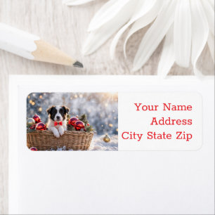 Christmas Holidays Return Labels Border Collie Pup