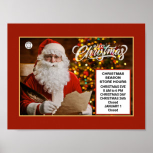 Christmas Holidays Santa Business Store Hours Poster