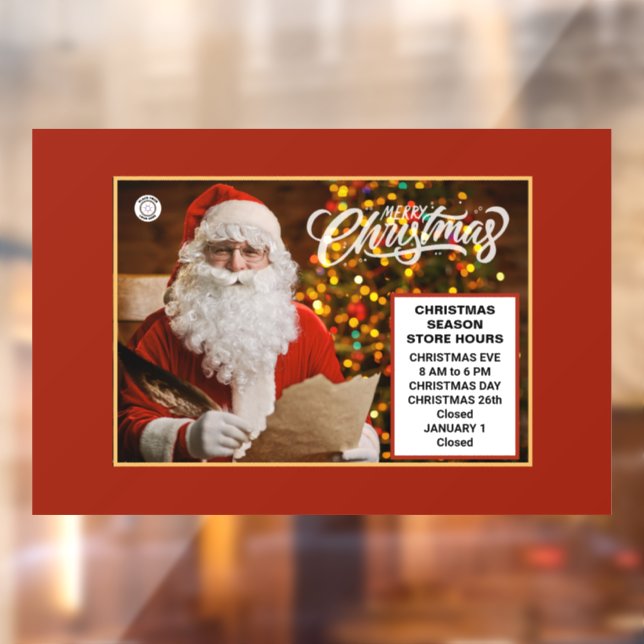 Christmas Holidays Santa Business Store Hours  Window Cling (Sheet 2)