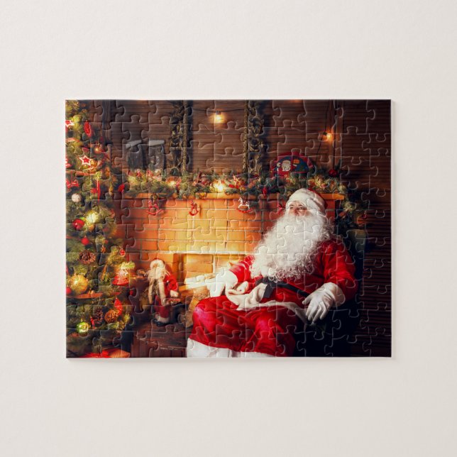Christmas Holidays Santa Claus Festive Tree Jigsaw Puzzle (Horizontal)