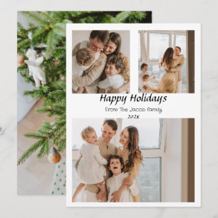 Christmas holidays Script Centred Three-Photo Holiday Card