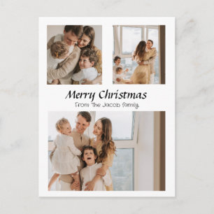  Christmas holidays Script Centred Three-Photo    Holiday Postcard
