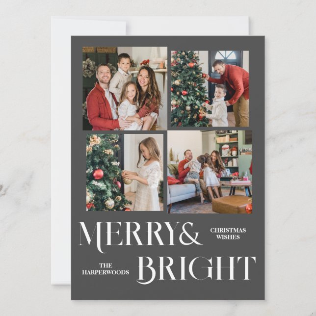  Christmas holidays Script Family Photo Collage Holiday Card (Front)