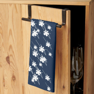 Christmas Holidays snowflakes pattern navy blue Kitchen Towel