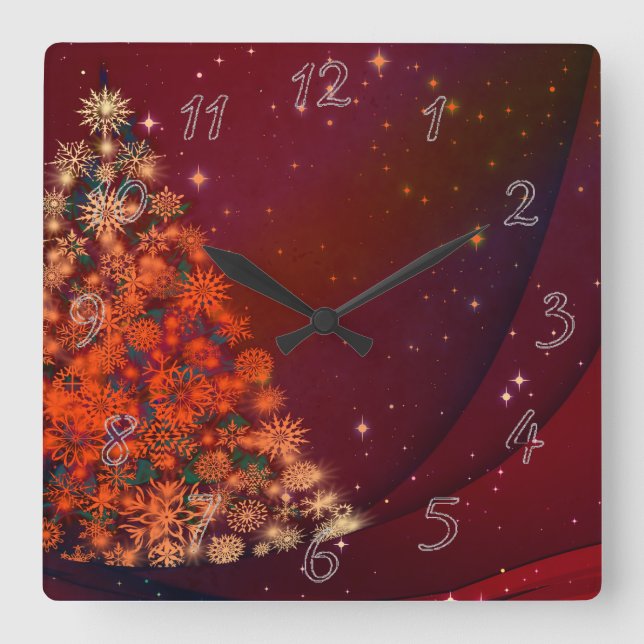 Christmas holidays square wall clock (Front)