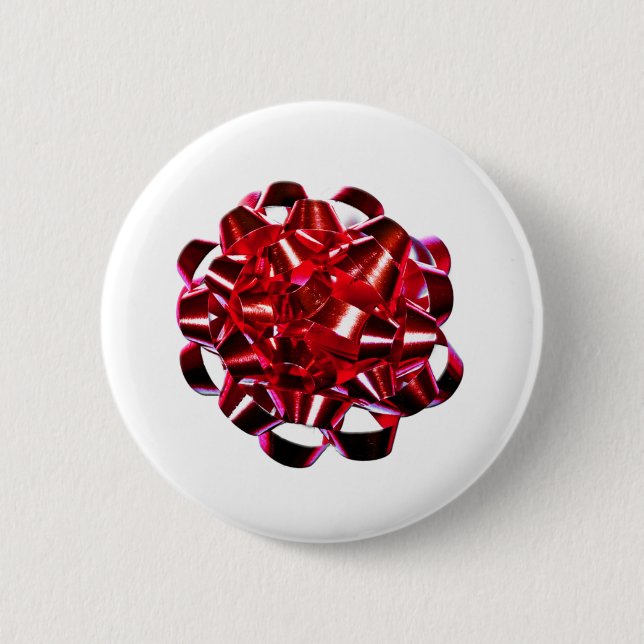 Christmas Holidays Winter Red Christmas Bow 2 Inch Round Button (Front)