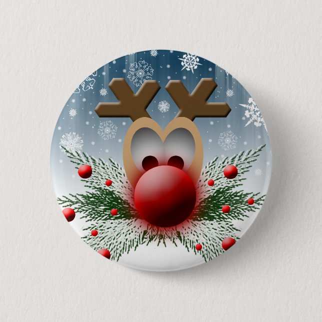 Christmas Holidays Winter Reindeer 2 Inch Round Button (Front)