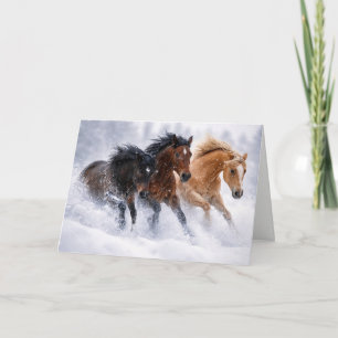 Christmas Holidays with Horses Dashing Snow Card