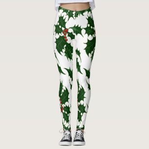 Christmas Holly and Berries Leggings