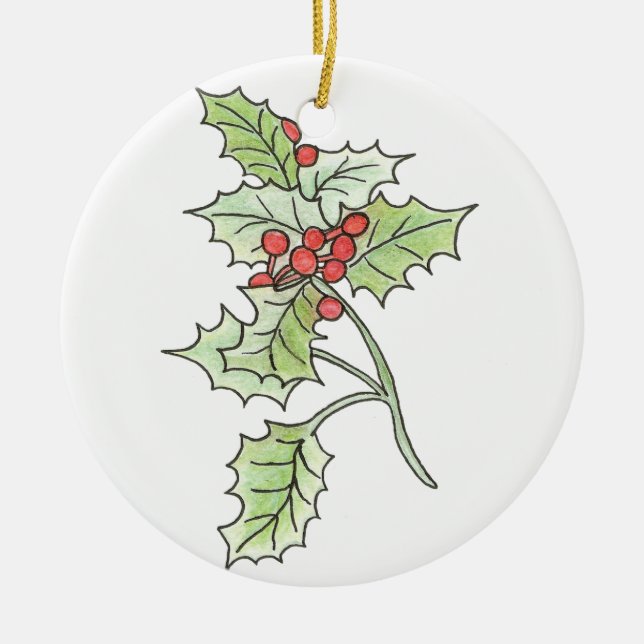 Christmas Holly and Berry Ornament (Front)