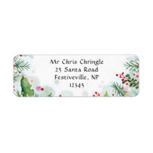 Christmas Holly and Fir Branch Festive Watercolor