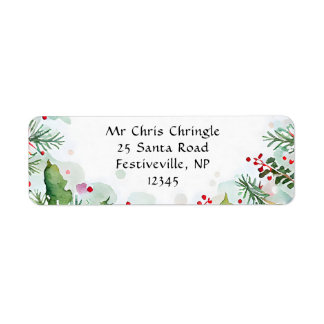 Christmas Holly and Fir Branch Festive Watercolor