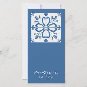 Christmas holly and flowers petals tiles frame  holiday card