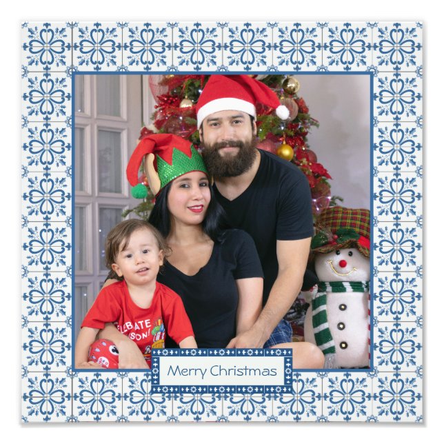 Christmas holly and flowers petals tiles frame photo print (Front)