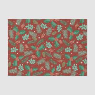 Christmas holly and pinecones pattern 2 tissue paper