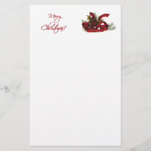 Christmas Holly and Pines Stationery